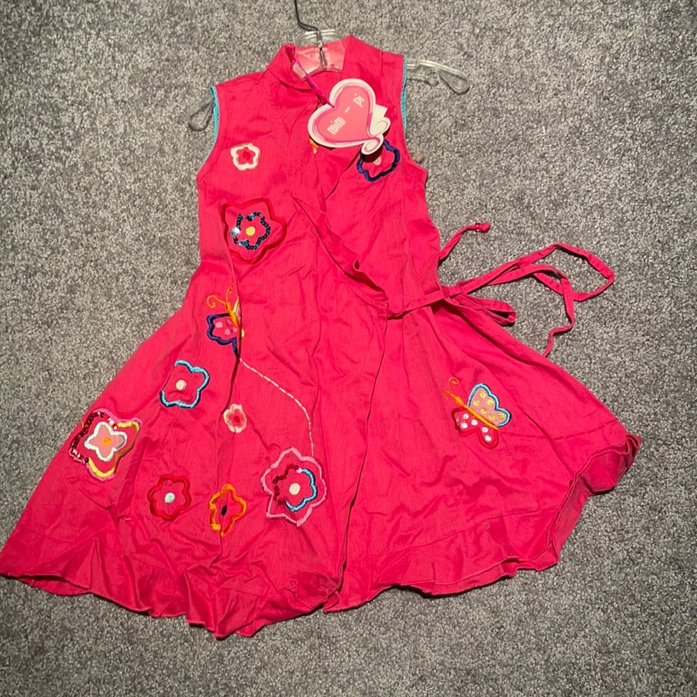 NWT Mim-Pi Girls Pink Butterfly Wrap Dress